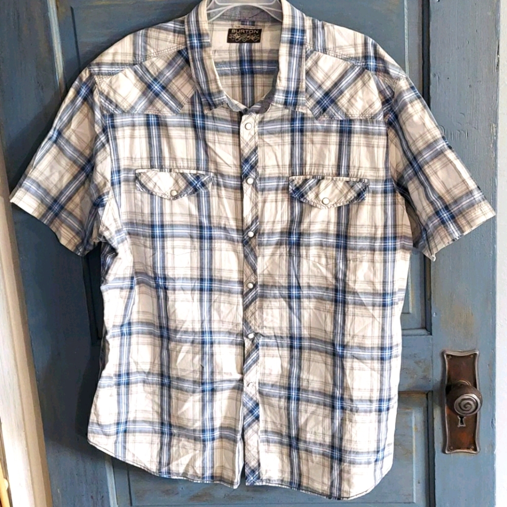Burton plaid button down shirt w snaps XXL